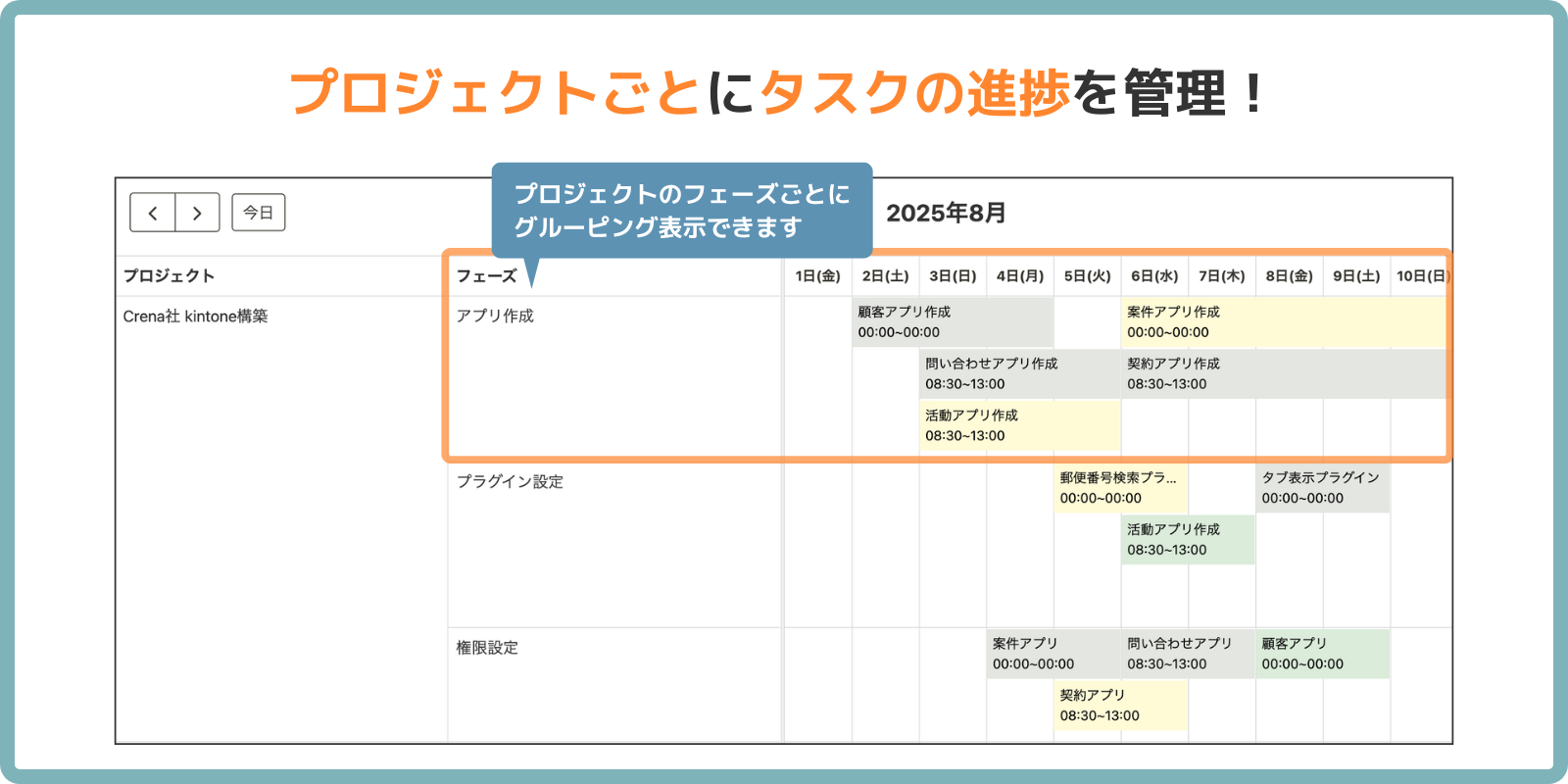 プロジェクトごとにタスクの進捗を管理！